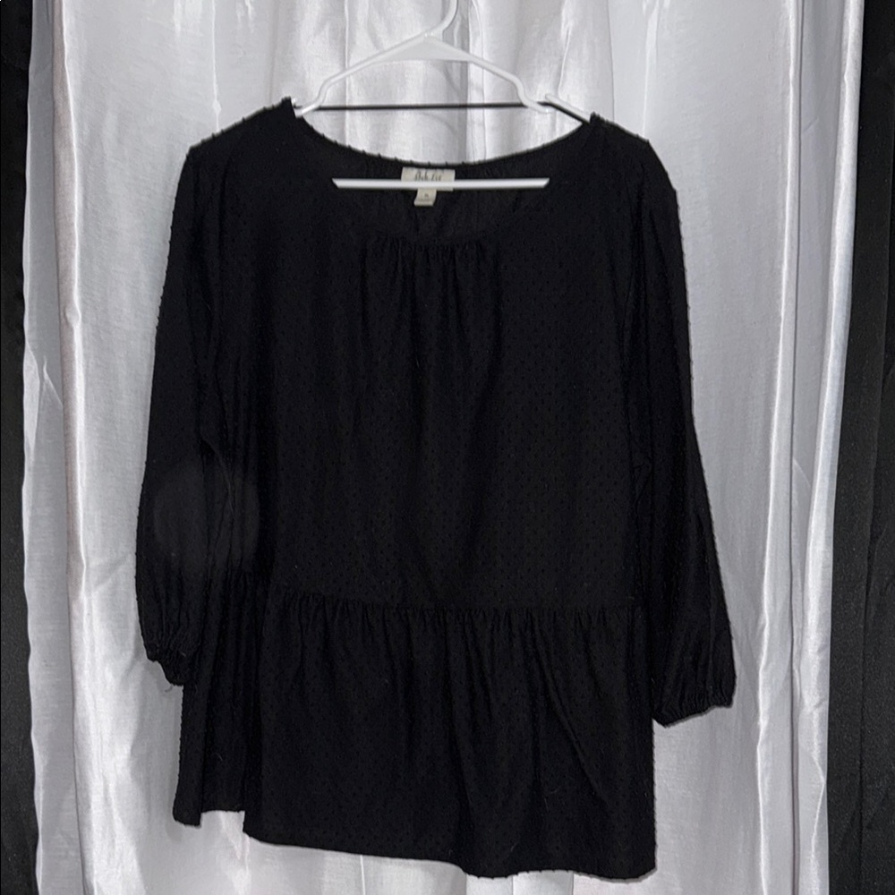 Style & Co Black Eyelet Blouse